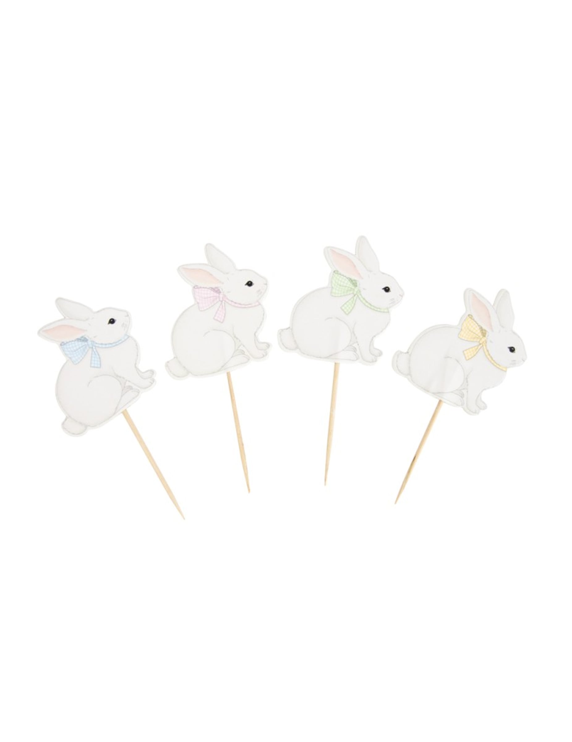 Pics à cocktail Mon Lapin pour fête blanc avec nœuds pastel