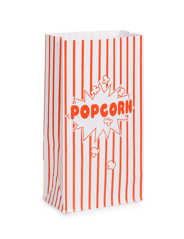 10 sachets en papier popcorn rayés blancs et rouges cinéma