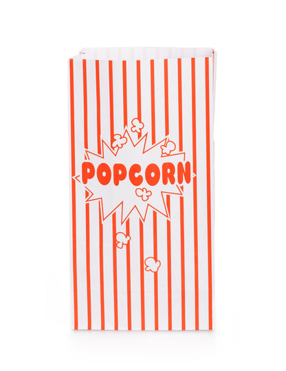 10 sachets en papier popcorn rayés blancs et rouges cinéma