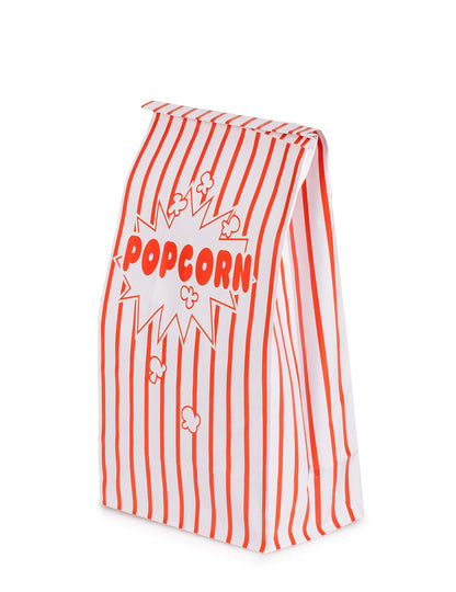 10 sachets en papier popcorn rayés blancs et rouges cinéma