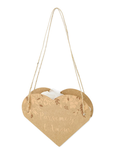 Sac coeur végétal parsemez l'amour pour mariage kraft et bronze