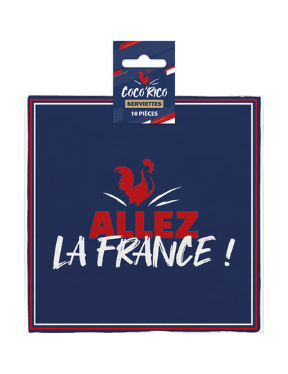Vue de l'emballage des serviettes en papier Allez la France