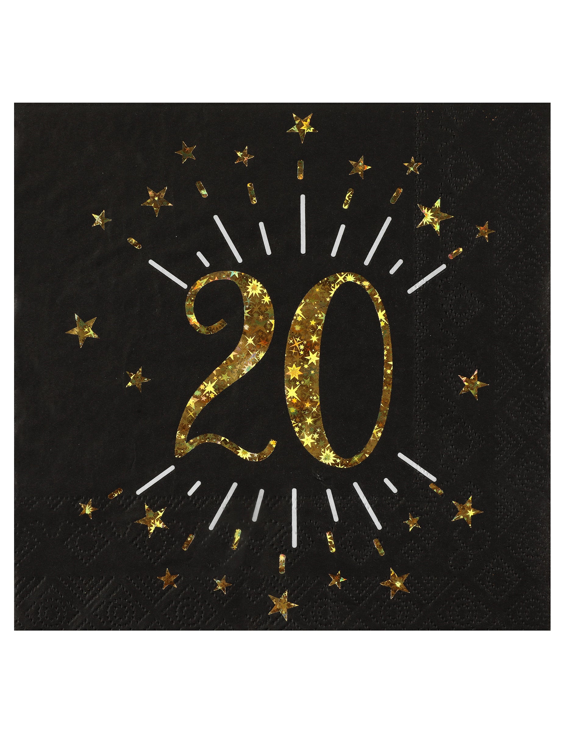 Serviettes papier joyeux anniversaire 20 pour fête noir et or
