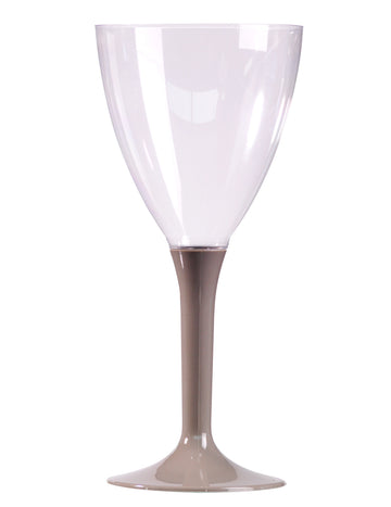 10 сиви чаши за вино с дръжка, 160 мл, пластмасови