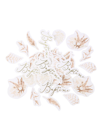 100 златни конфети от пампаска трева и памучни цветя за кръщенета