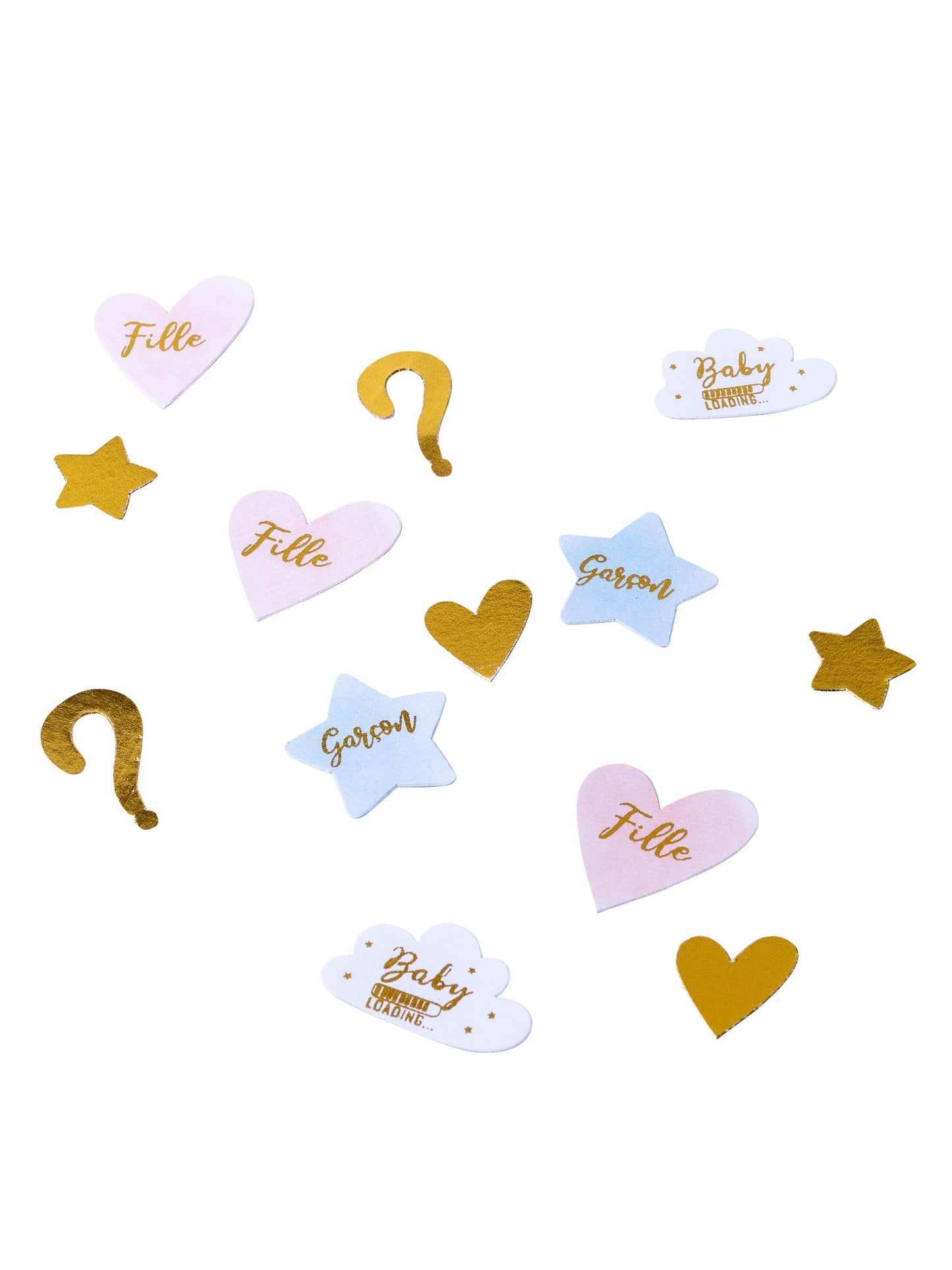 100 розови, сини и златни конфети за разкриване на пола на момиче или момче