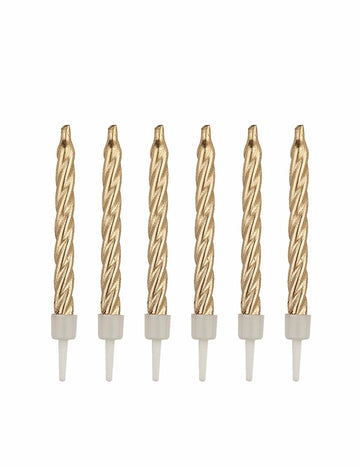 Bougies d'anniversaire pour fête dorées avec bobèches