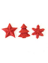 Décorations de table de Noël rouge pailletées motifs étoile sapin et flocon