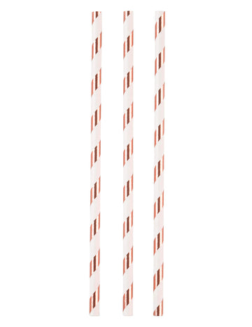 12 бели и медни хартиени сламки 19 cm 