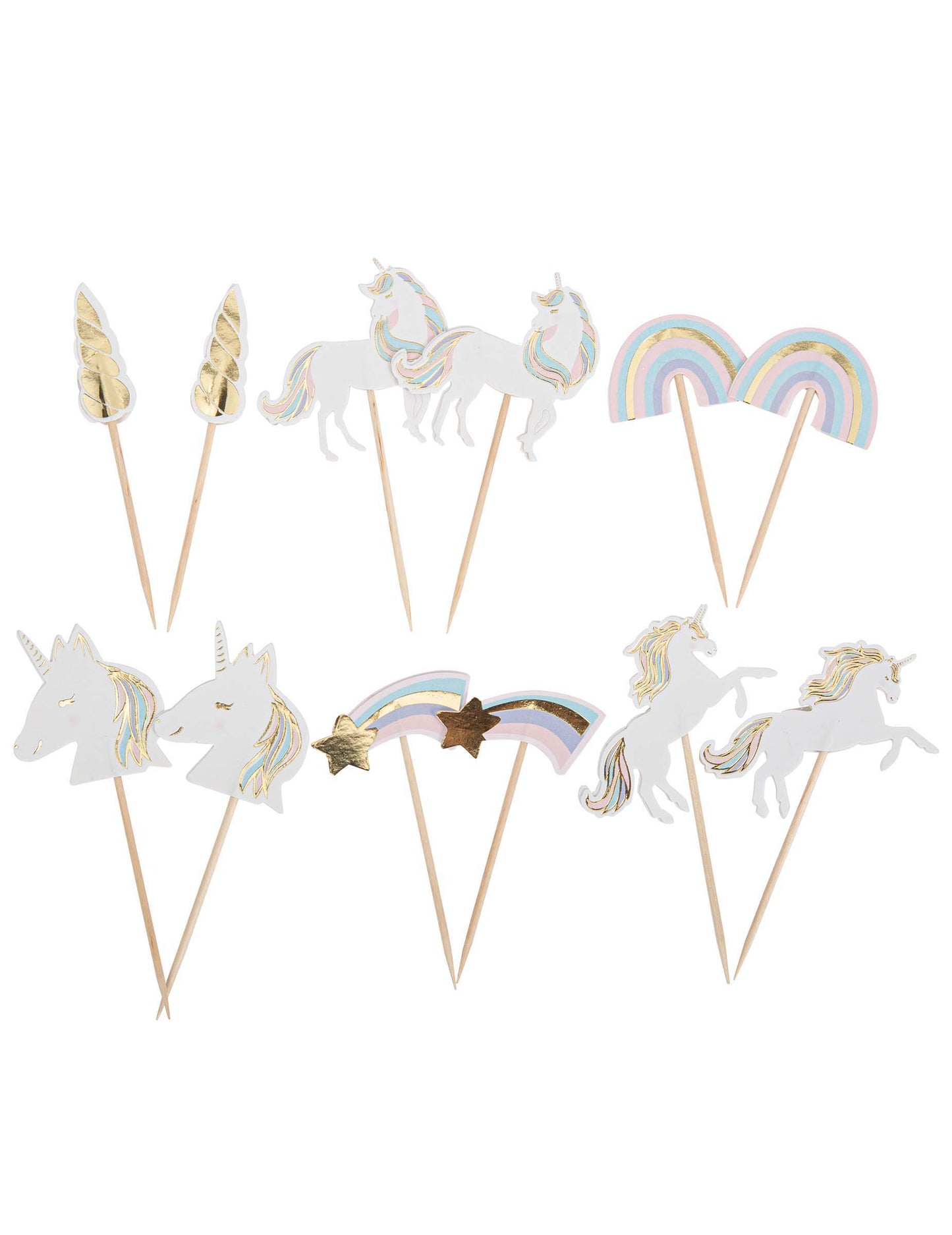 12 пастелни и златни еднорог избора 9 cm за торта