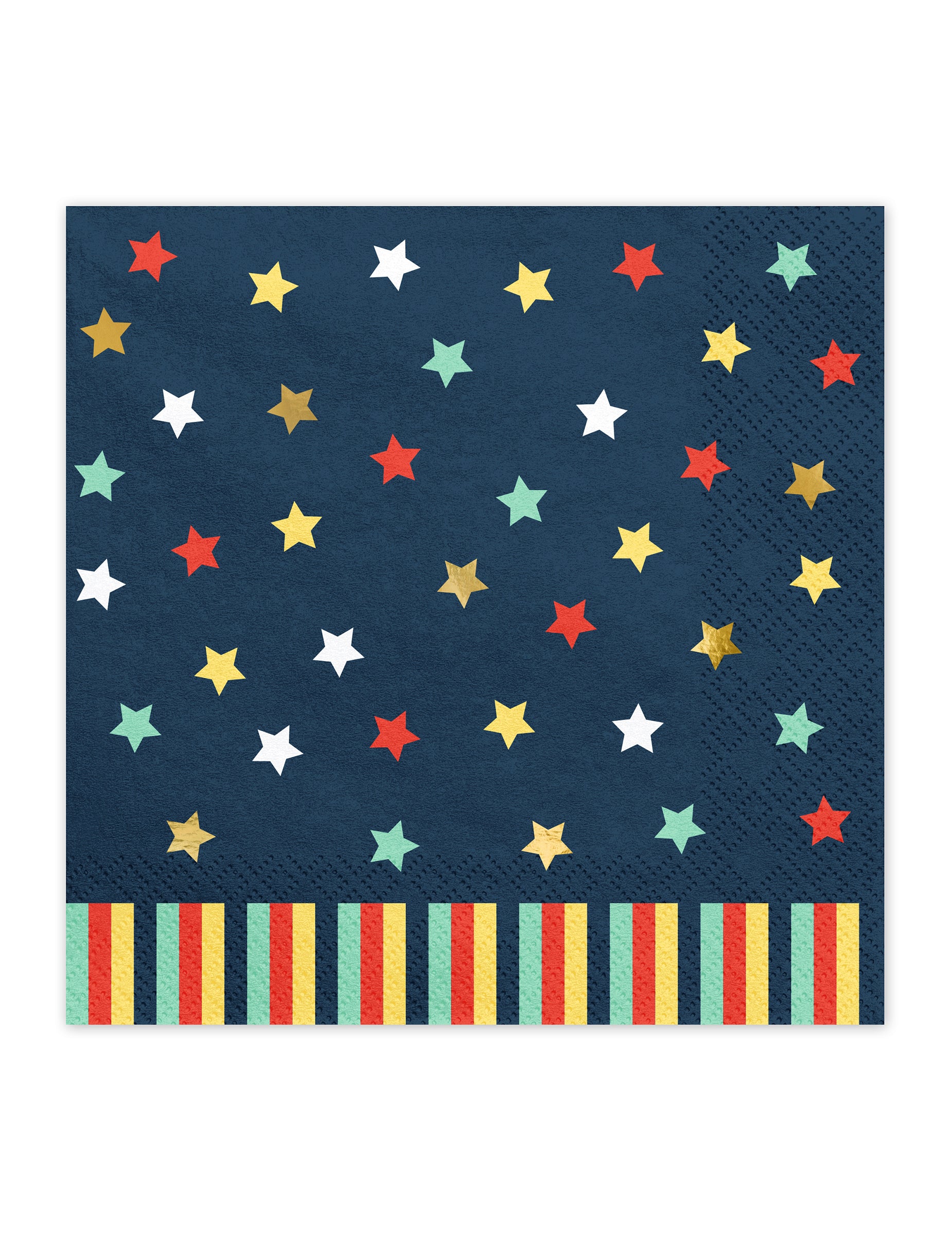 Serviettes en papier étoiles colorées pour fête bleu marine