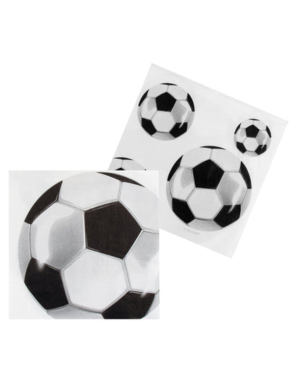 Vue à plat du motif de ballons des serviettes en papier Foot party