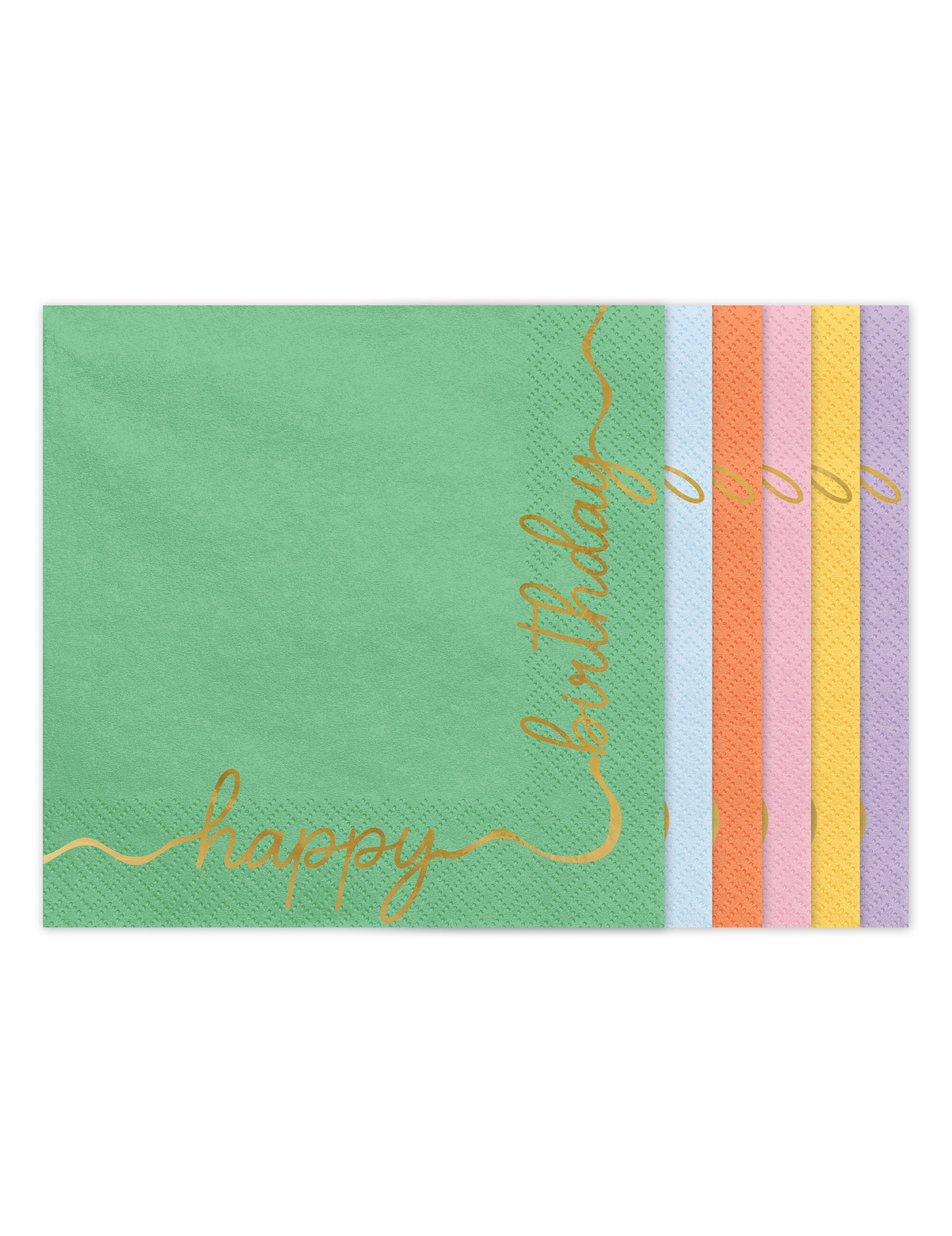 12 хартиени салфетки Happy Birthday в пастелни цветове и злато 33 × 33 cm