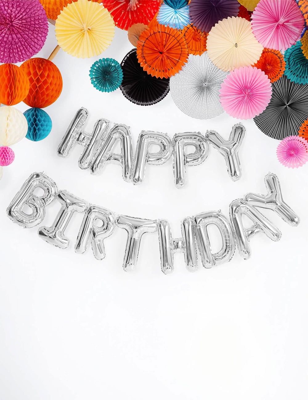 Гирлянда от 13 алуминиеви балона с букви Happy Birthday за рожден ден сребро