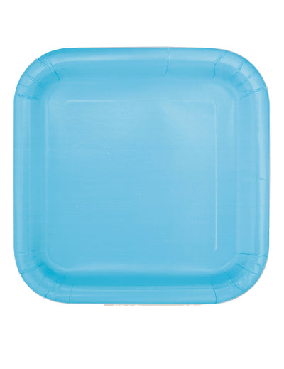 Assiettes carrées en carton pour baby shower bleu pastel