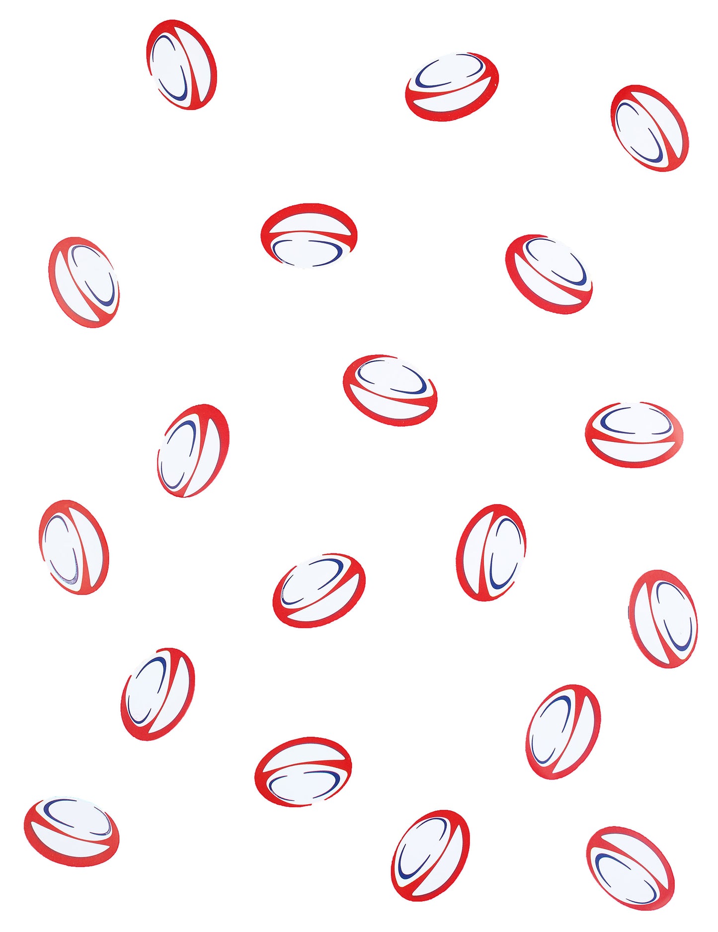 150 червени и сини конфети за маса с топка за ръгби от хартия