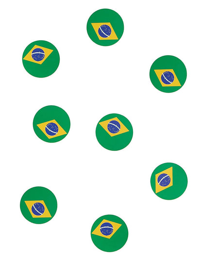 Confettis de table drapeau Brésil verts et jaunes ronds