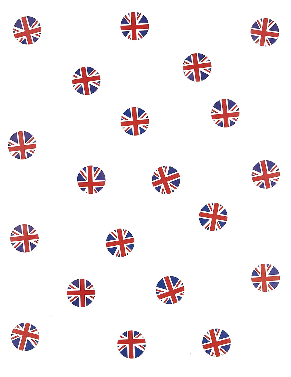 Détail du motif rond des confettis de table drapeau Royaume-Uni