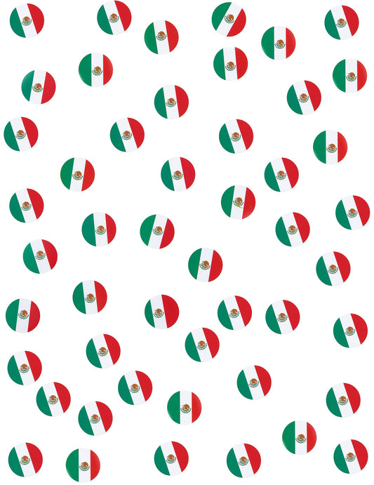 Vue d'ensemble des confettis de table drapeaux Mexique