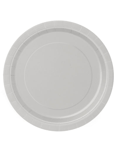 Assiettes en carton rondes festives argent