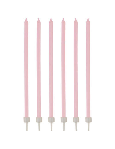 Bougies fines rose pâle avec bobèches
