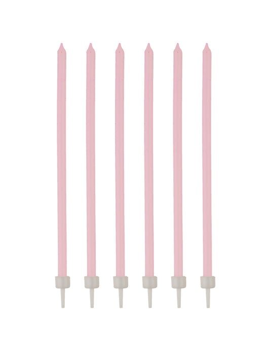 Bougies fines rose pâle avec bobèches
