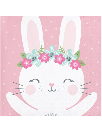 16 Малки хартиени салфетки Малко Зайче розови 25 x 25 cm 