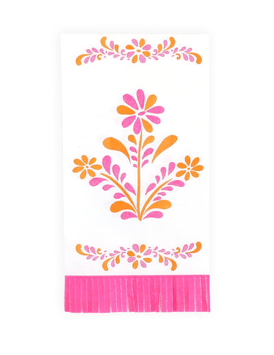 16 Serviettes en papier à franges Pink Limonade 20 x 40 cm