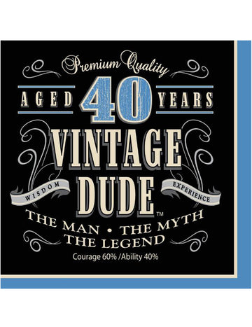 Vintage хартиени салфетки за 40 години за мъже в черно и синьо