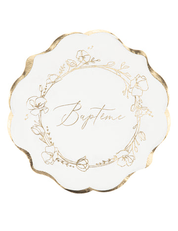 16 хартиени салфетки за кръщене, 33 x 33 cm златни цветя