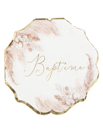 16 хартиени салфетки за кръщене с дизайн от пампаска трева и памучни цветя, 32 x 32 см cm златист