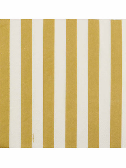 Gros plan sur le motif des 16 serviettes en papier à rayures pour fête