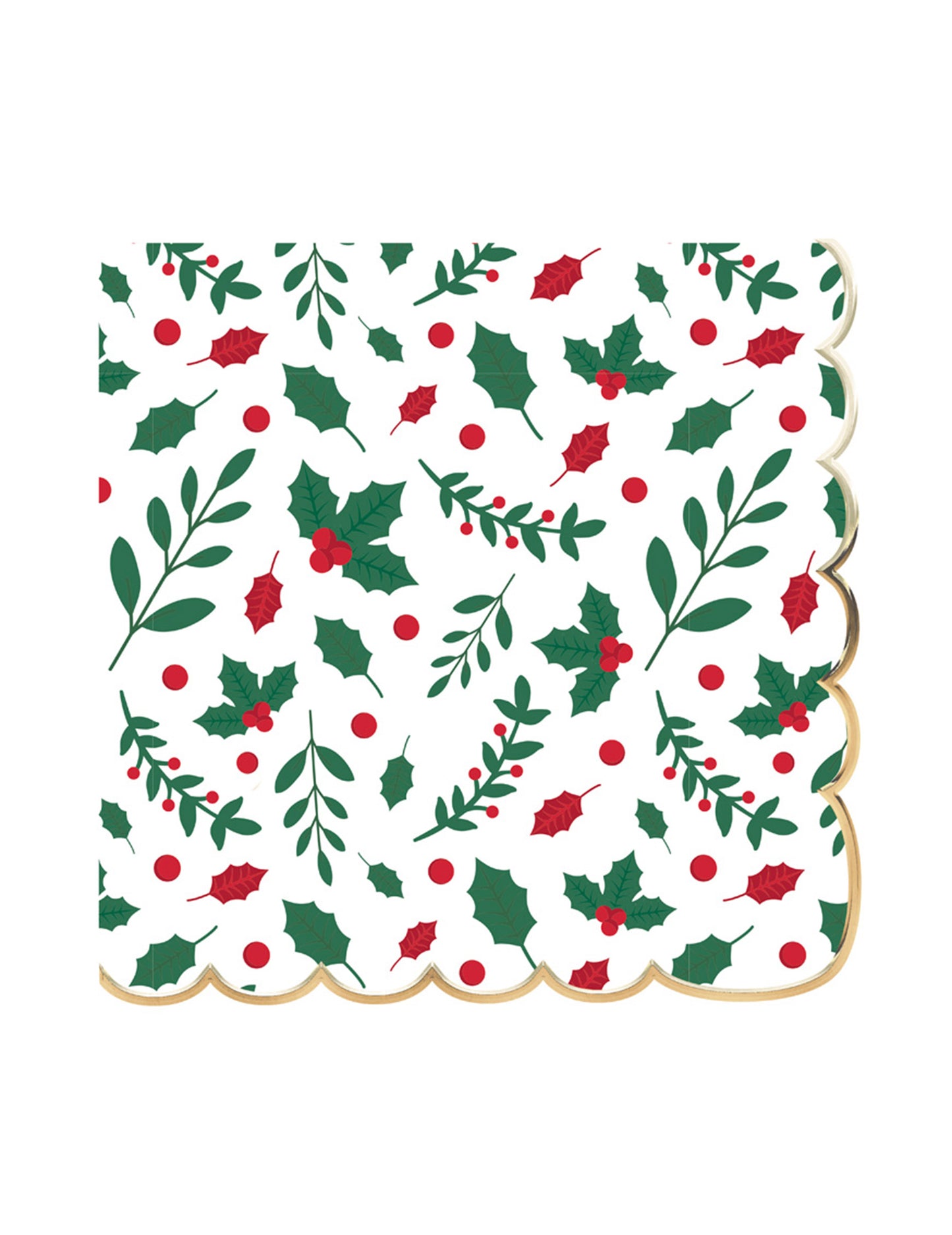 16 хартиени салфетки с фестончета, коледен дизайн с джел, 33 x 33 cm златен ръб