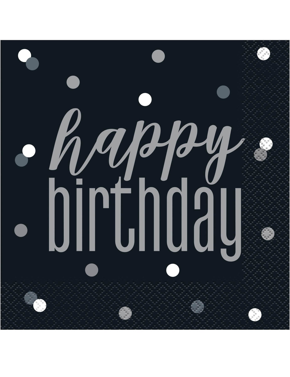хартиени салфетки Happy Birthday за рожден ден черни и сиви