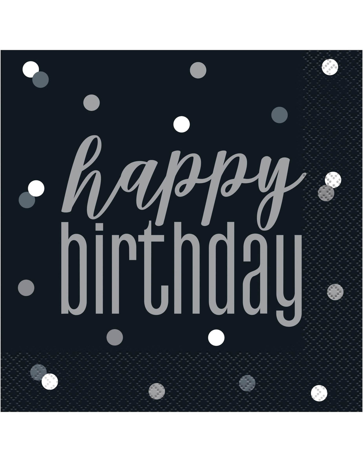 хартиени салфетки Happy Birthday за рожден ден черни и сиви