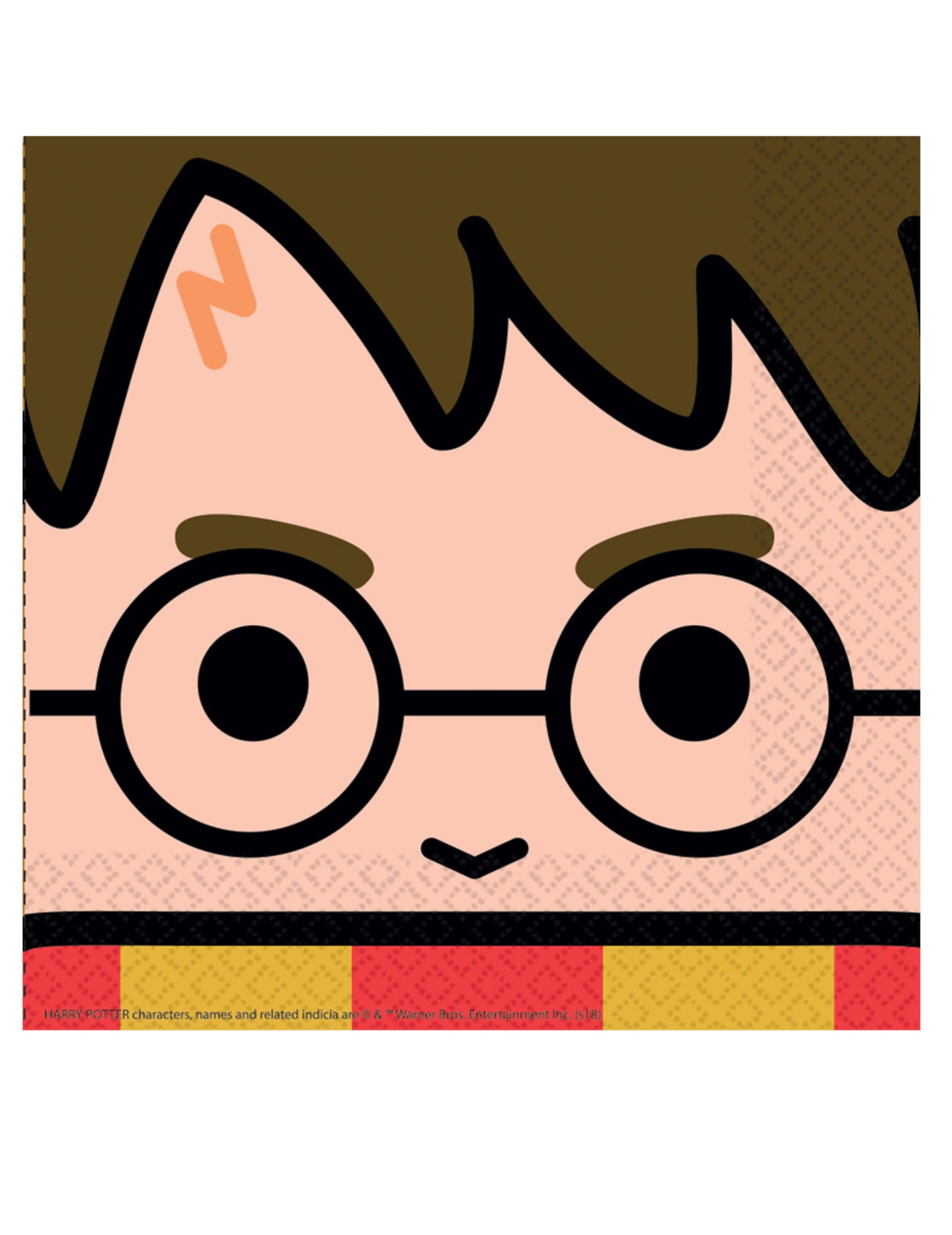 Gros plan sur le motif du visage de Harry des serviettes en papier kawaii Harry Potter
