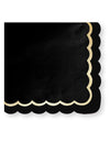 Serviettes festonnées en papier chic pour décoration de fête noires et dorées
