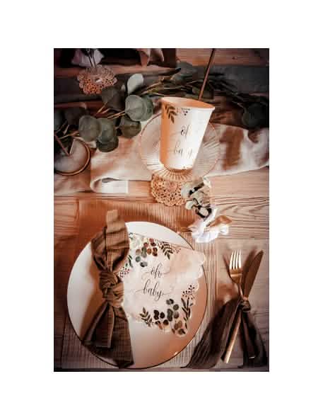 Детайл на декорацията за маса за хартиени салфетки Oh Baby Eucalyptus за baby shower