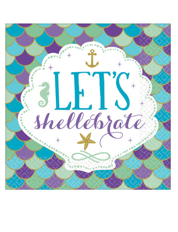 16 хартиени салфетки „Мечти на русалката“, 33 x 33 cm рожден ден