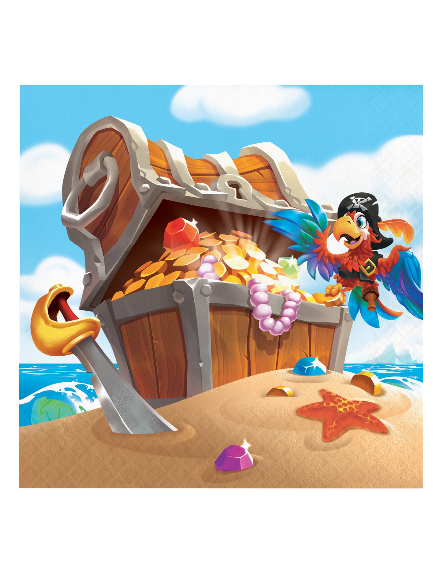 16 хартиени салфетки с пиратски съкровища 33 x 33 cm за рожден ден