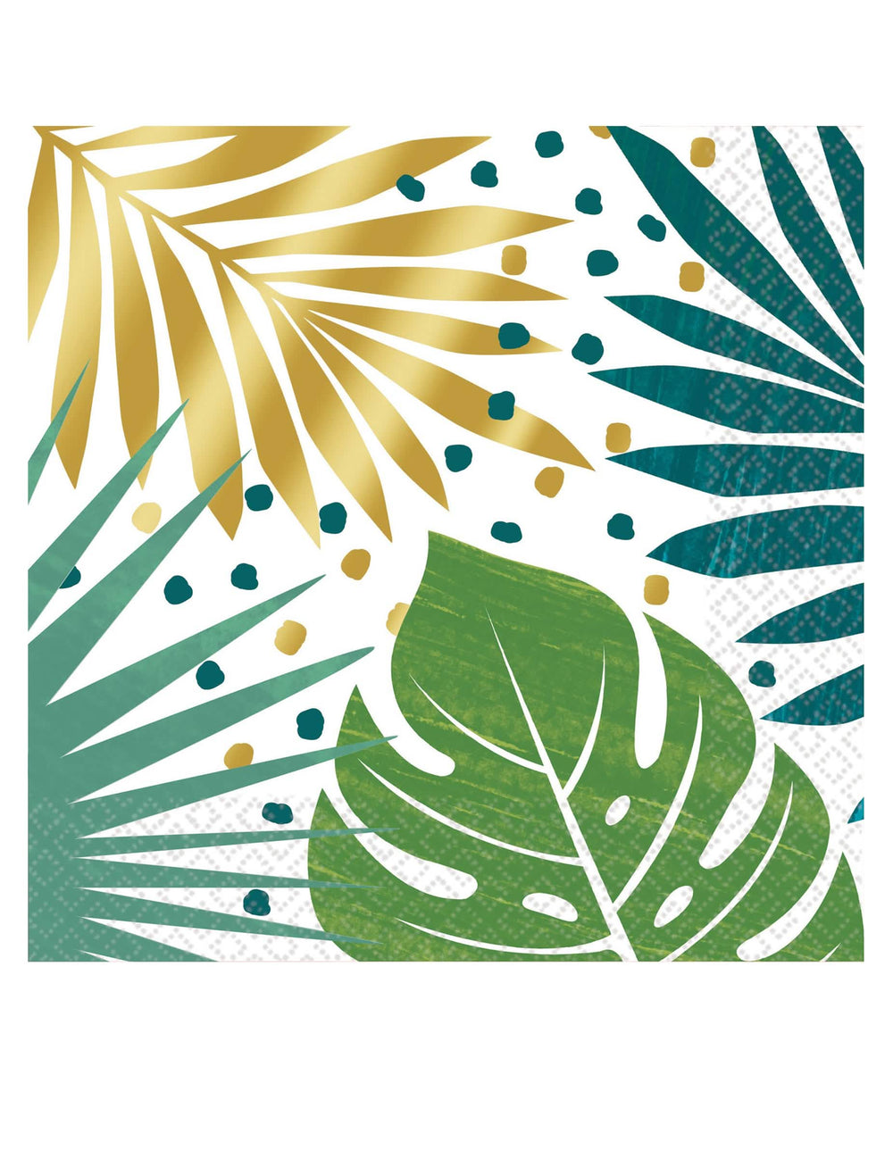 хартиени салфетки tropical chic за парти с зелени и златисти листа