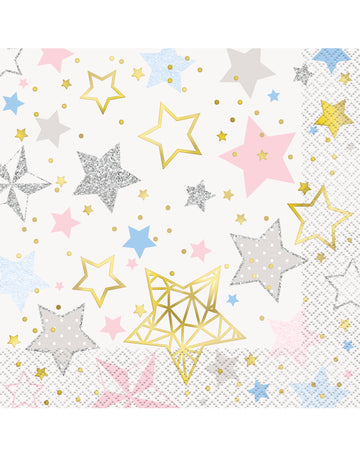 16 хартиени салфетки Twinkle Twinkle Little Star, 33 x 33 cm с малки звезди