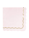 Serviettes en papier festonnées rose pastel et or