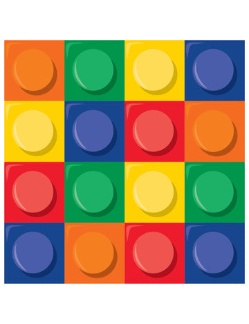 Serviettes en papier jeu de construction pour anniversaire multicolores