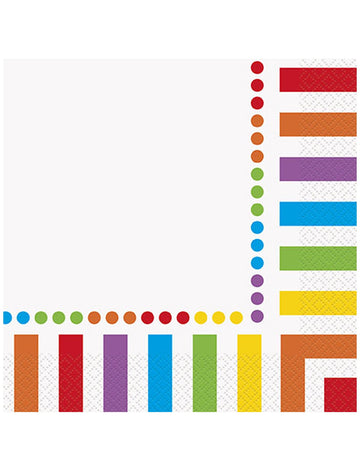 16 хартиени салфетки за рожден ден на райета 33 x 33 cm многоцветни на малки точки 