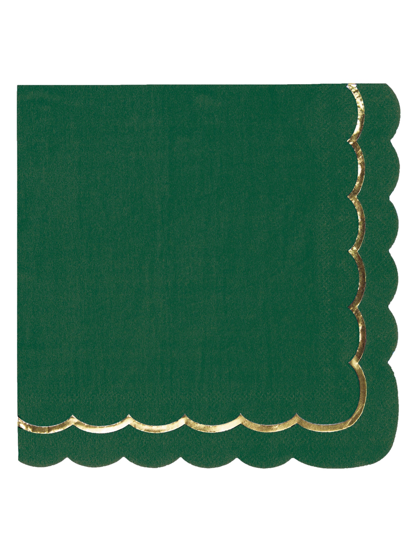 16 хартиени салфетки с фестончета в зелено и златисто, 33 x 33 cm за Коледа