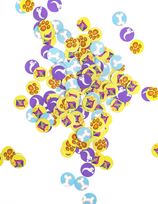 Confettis Scooby-Doo pour fête multicolores avec motifs pattes et fantômes
