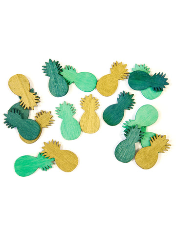 18 златни и зелени конфети за маса с ананас, 10 г, тропическа тема