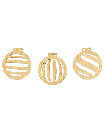 18 дървени ажурни конфети коледни топки 2,5 x 2,3 cm 