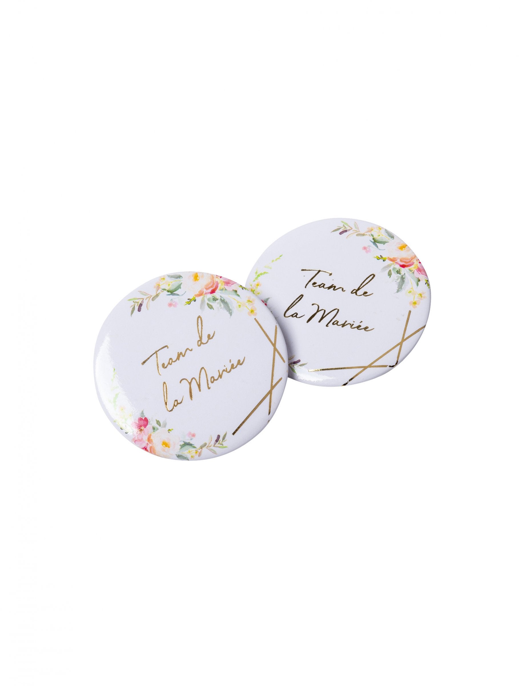 Badges aquarelle Team de la Mariée pour EVJF blanc et doré